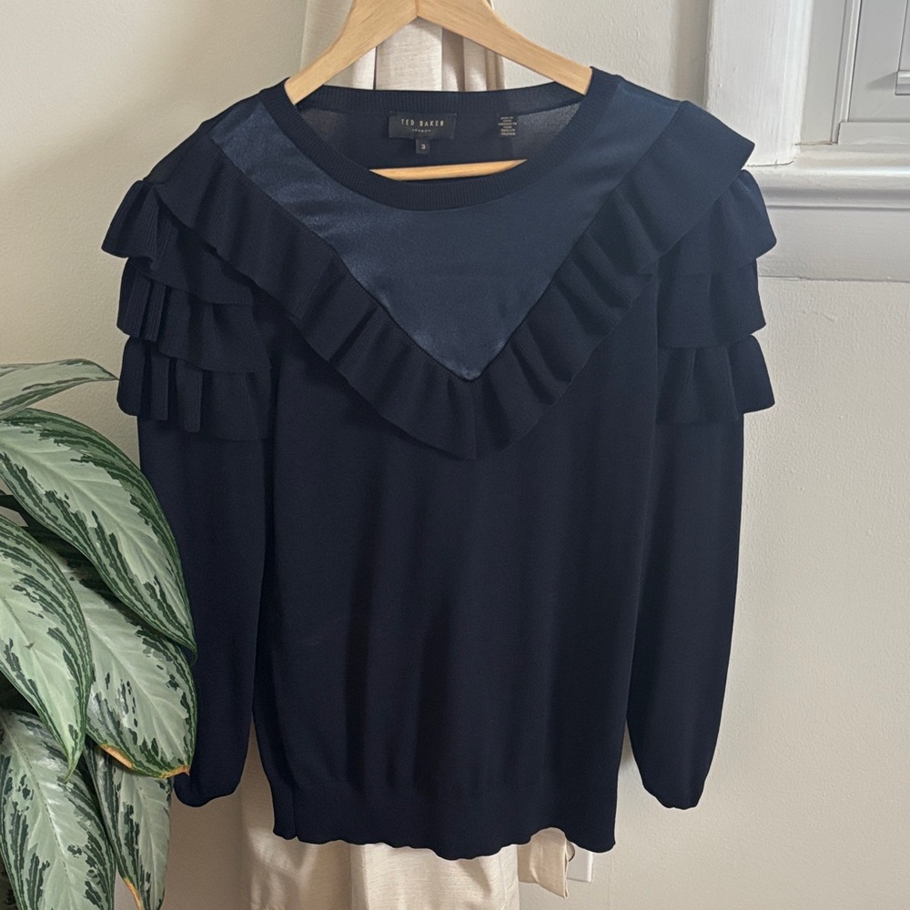 Ted Baker Midnight Blue Ruffle Blouse
